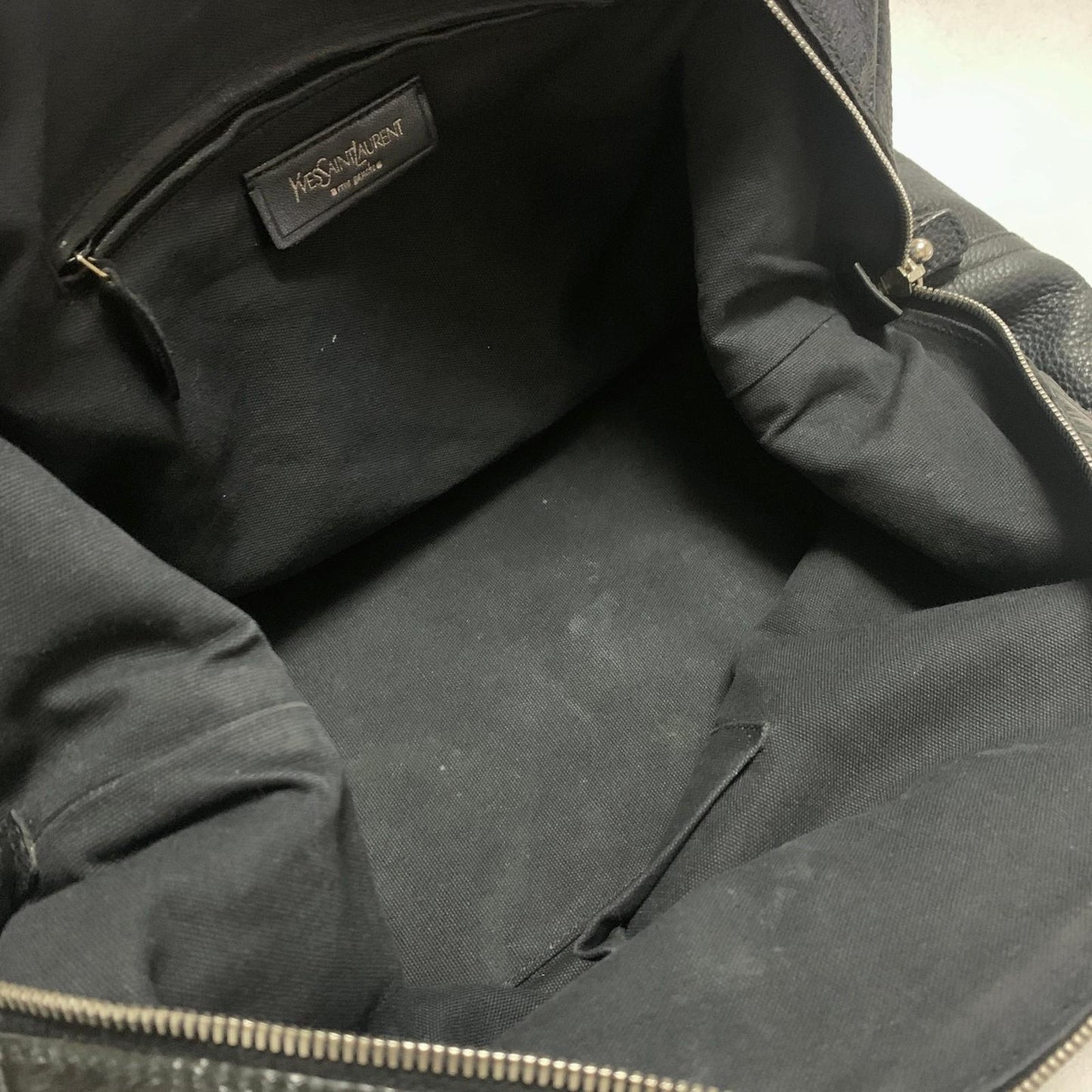 Saint Laurent Bag Easy YSL Boston Hand Tote Purse Leather Black Silver Authentic