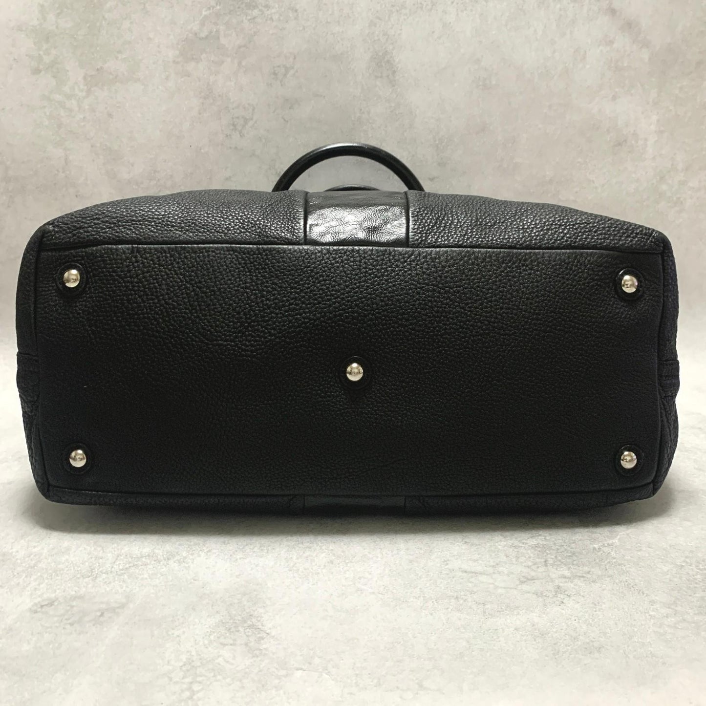 Saint Laurent Bag Easy YSL Boston Hand Tote Purse Leather Black Silver Authentic