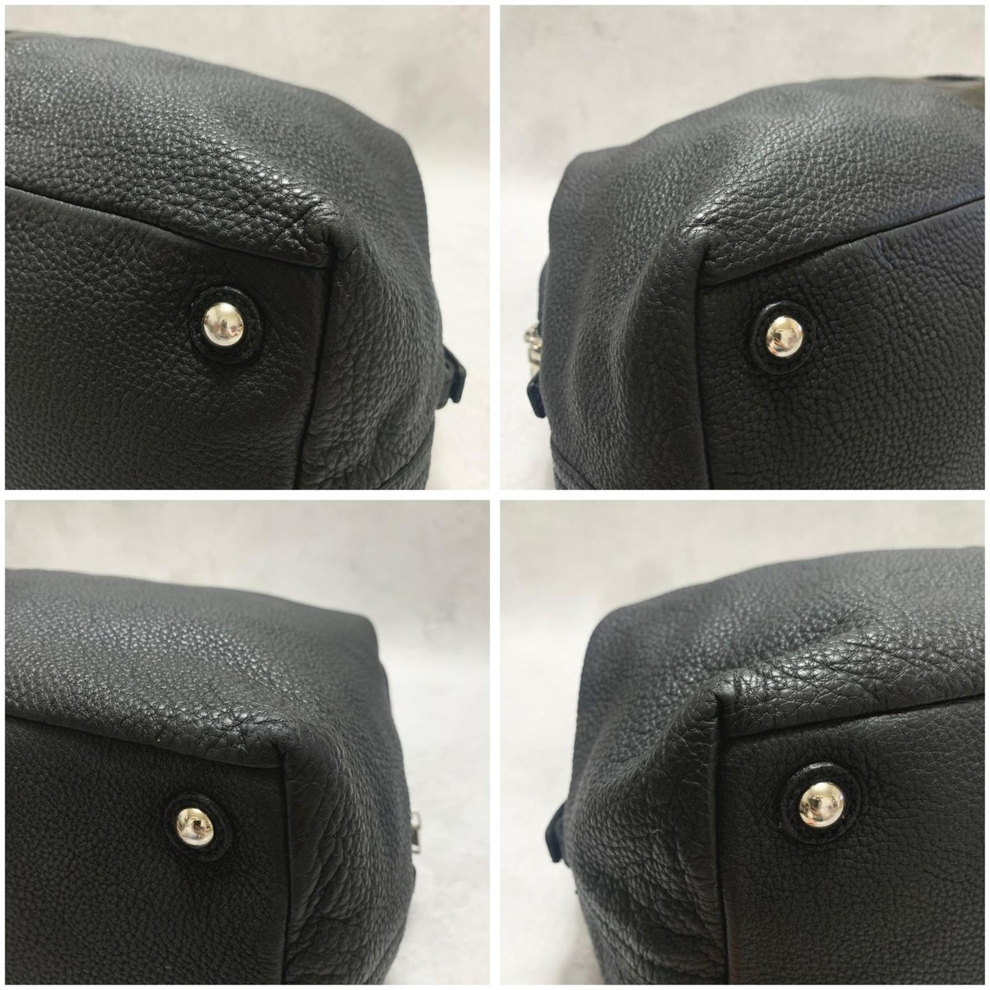 Saint Laurent Bag Easy YSL Boston Hand Tote Purse Leather Black Silver Authentic