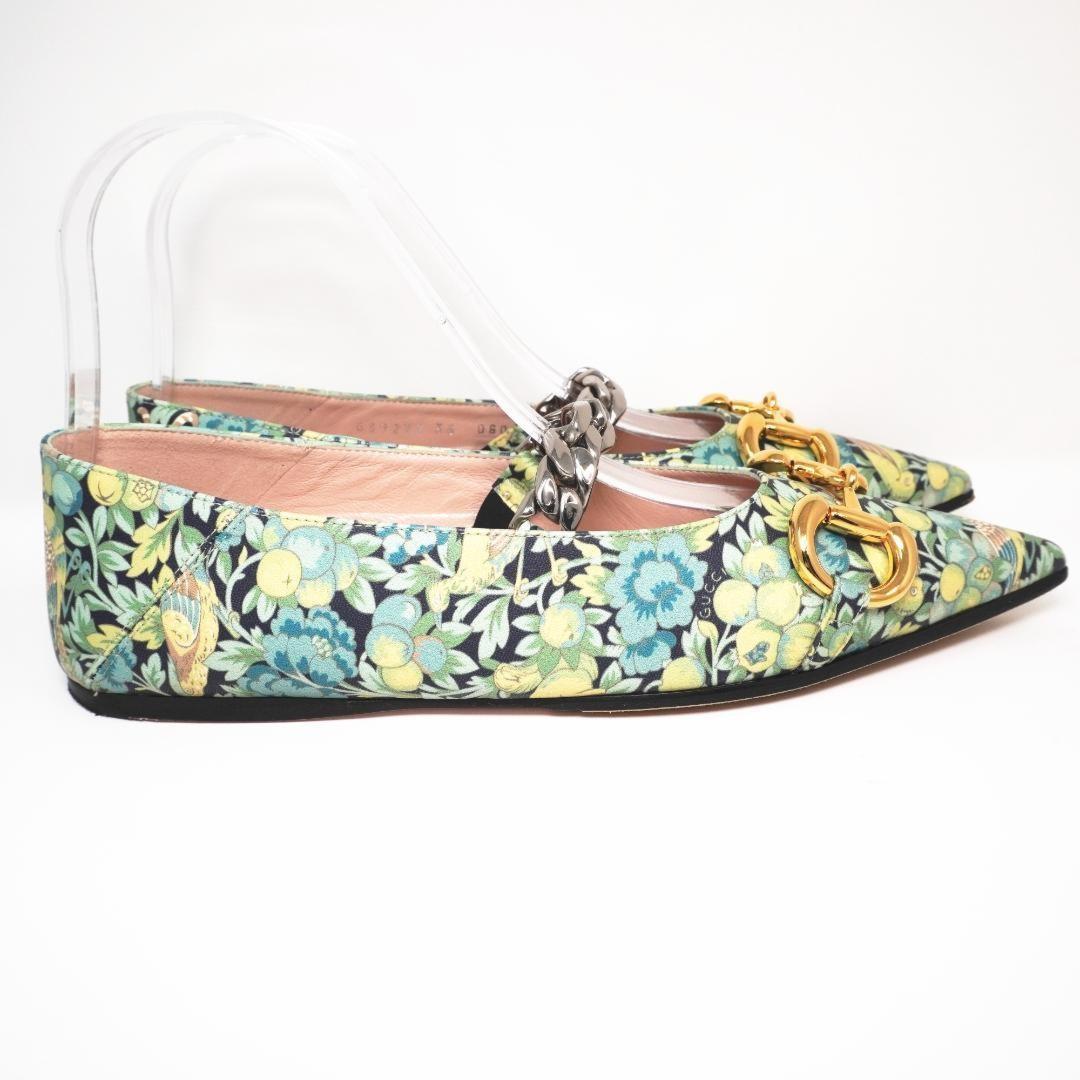 GUCCI Shoes Pumps Heel Flat Chain EU 36 US 6 Green Authentic