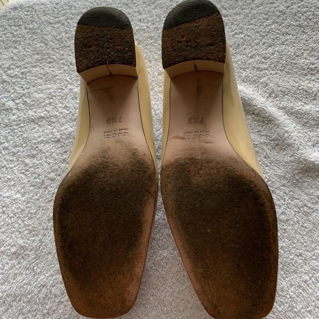 GUCCI Shoes Pumps Heel Horsebit EU 37.5 US 7.5 Beige Authentic