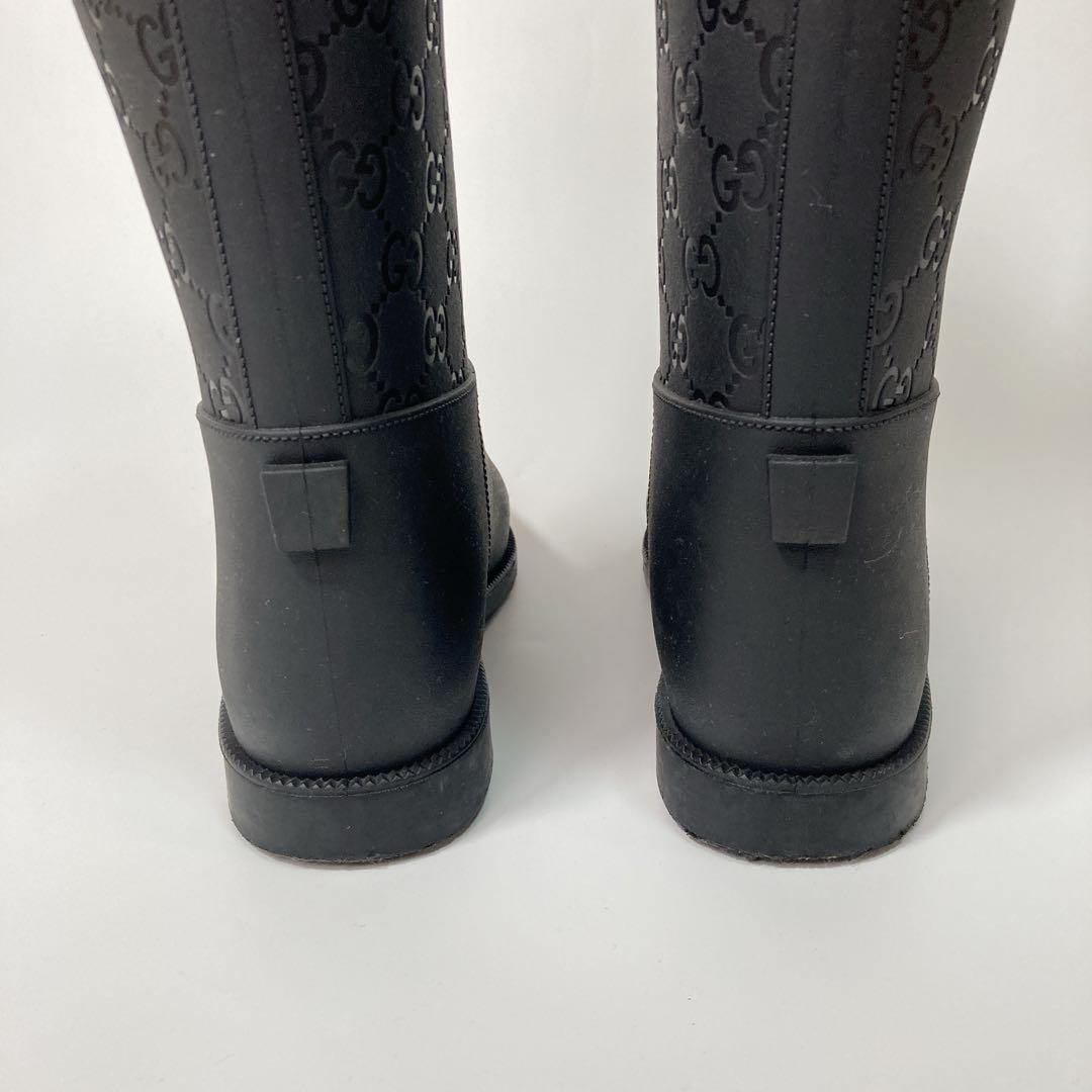 GUCCI Long Rain Boots Shoes GG EU 36 US 6 Black Authentic