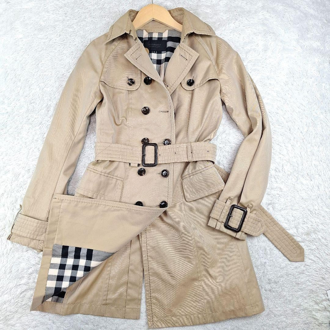 BURBERRY BLACK LABEL Coat Nova Check Asian fit M 38 US size S Beige Authentic