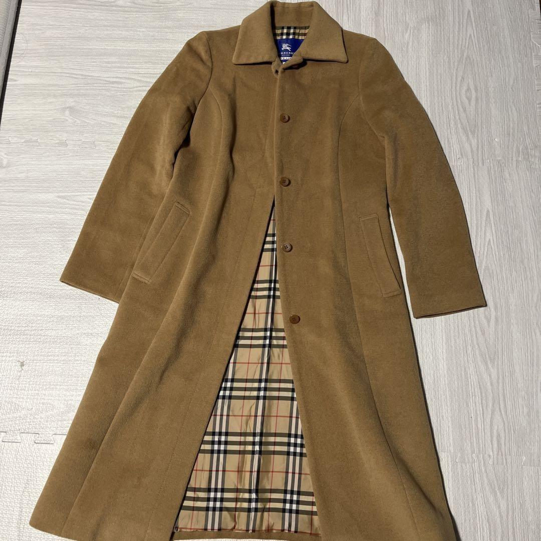 BURBERRY BLUE LABEL Long Coat Nova Check Asian fit M 38 US size S Camel Auth