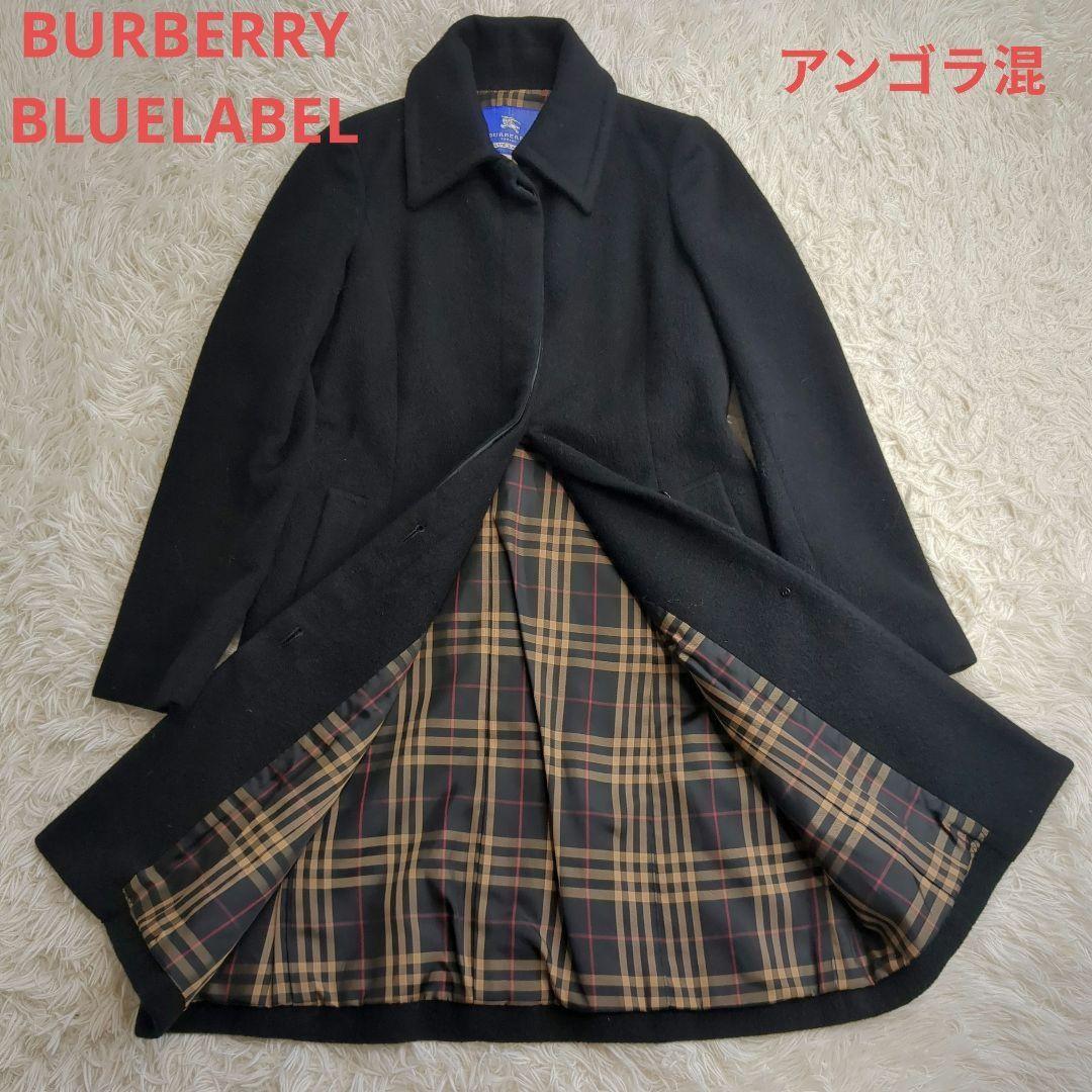 BURBERRY BLUE LABEL Wool Coat Nova Check Asian fit S 36 US size XS Black Auth