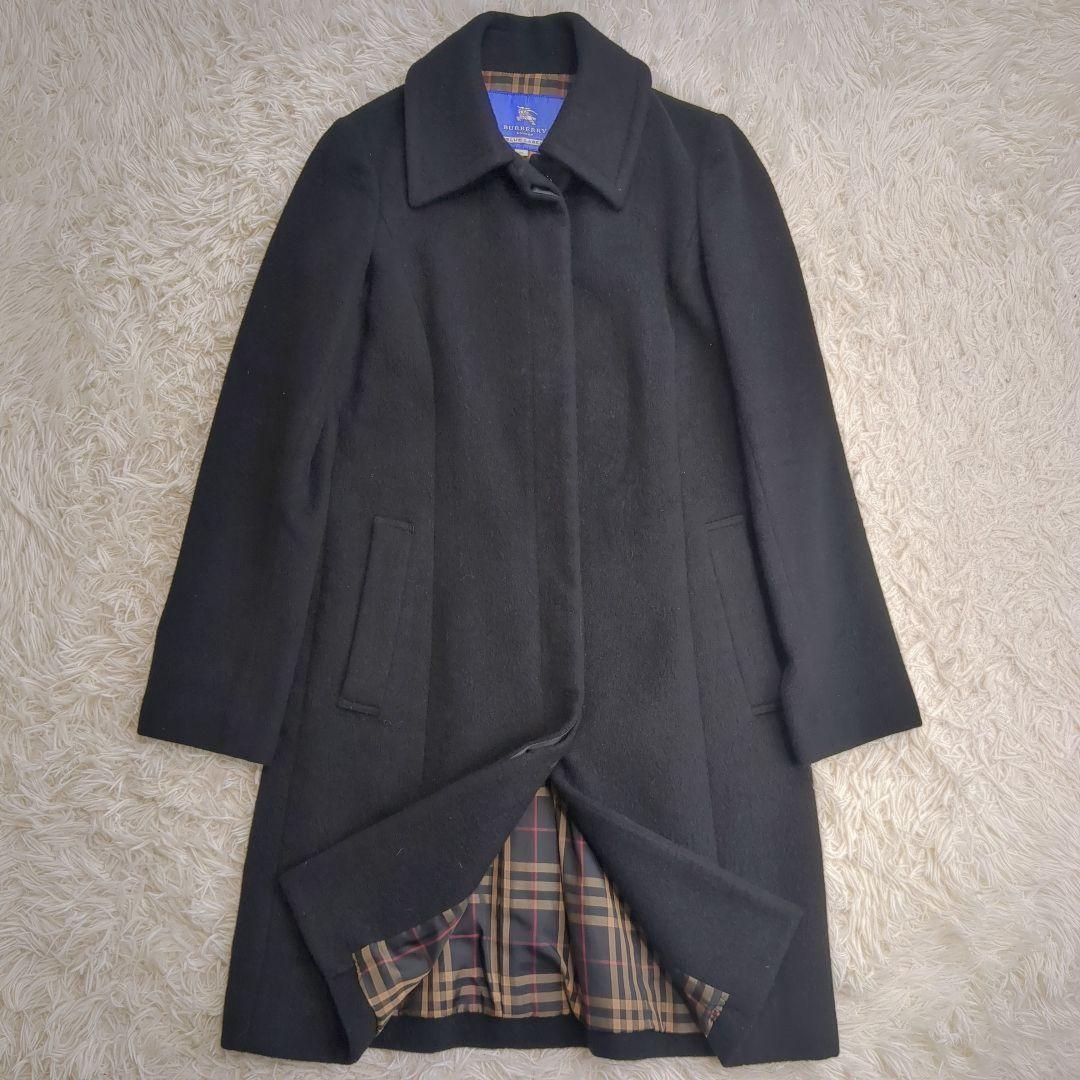 BURBERRY BLUE LABEL Wool Coat Nova Check Asian fit S 36 US size XS Black Auth