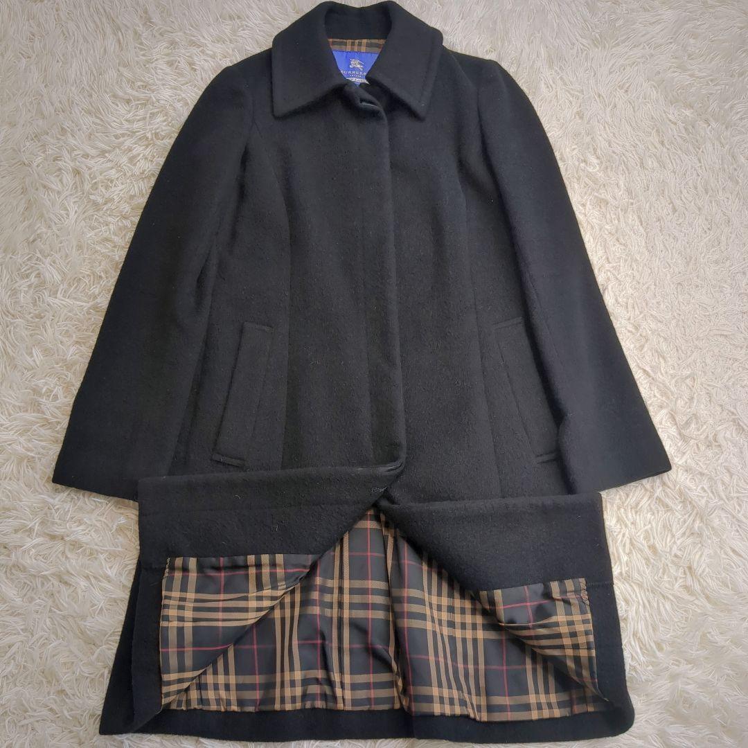 BURBERRY BLUE LABEL Wool Coat Nova Check Asian fit S 36 US size XS Black Auth