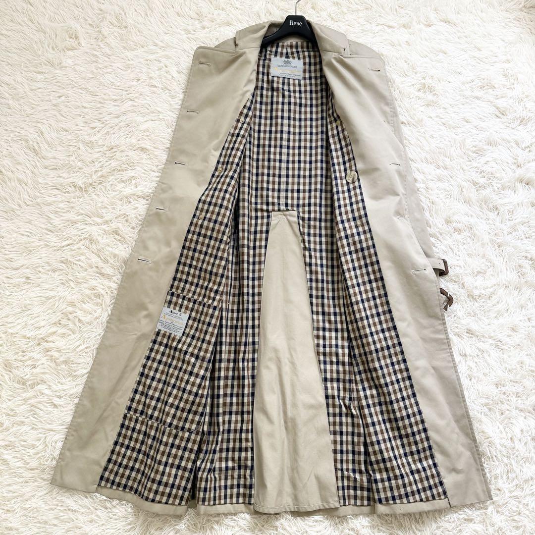 Aquascutum Trench Coat Club Check Asian fit S 36 US size XS Beige Authentic
