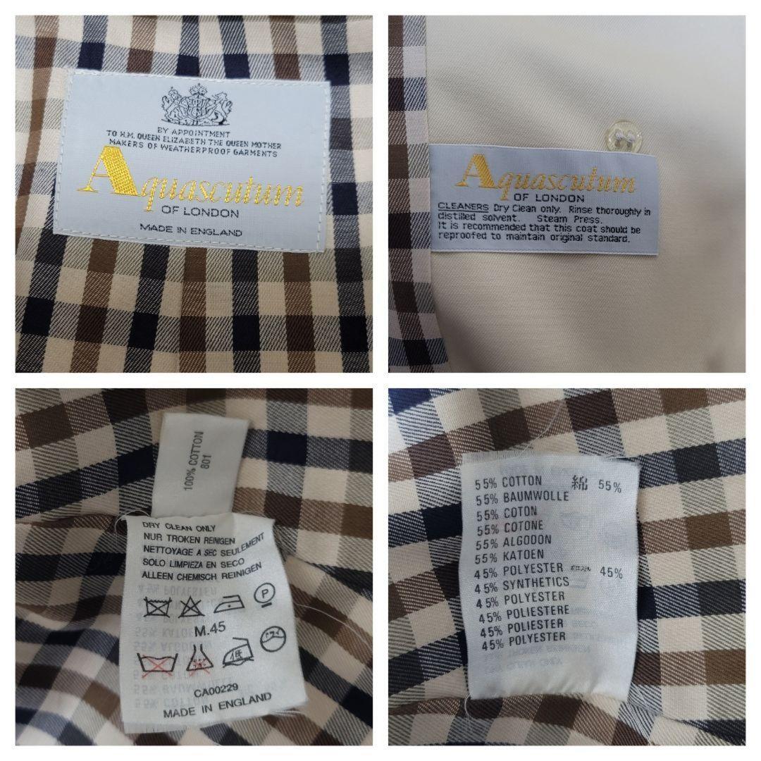 Aquascutum Trench Coat Club Check Asian fit XL US size L Light Beige Authentic