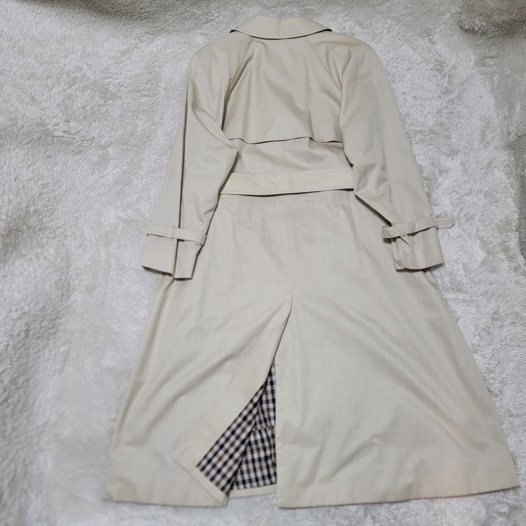 Aquascutum Trench Coat Club Check Asian fit XL US size L Light Beige Authentic