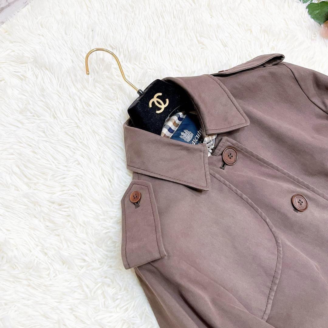 Aquascutum Trench Coat Club Check Asian fit L US size M Brown Authentic