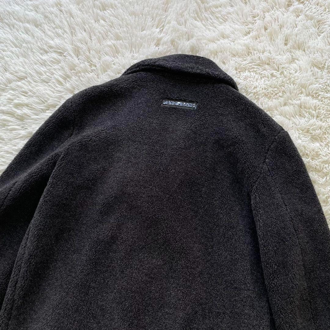 FENDI Boa Coat FF Asian fit L US size M Charcoal Gray Black Brown Authentic