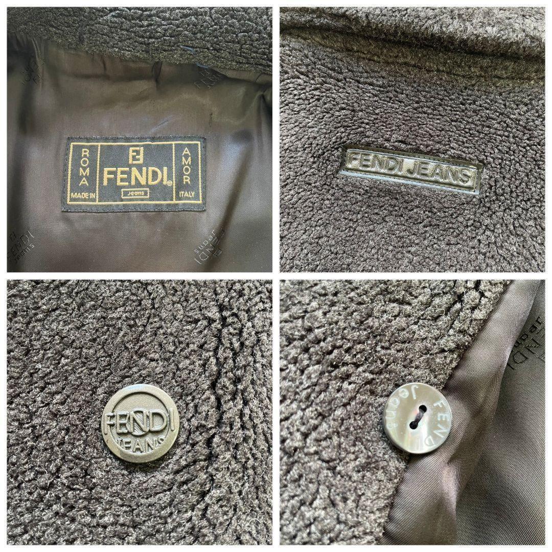 FENDI Boa Coat FF Asian fit L US size M Charcoal Gray Black Brown Authentic