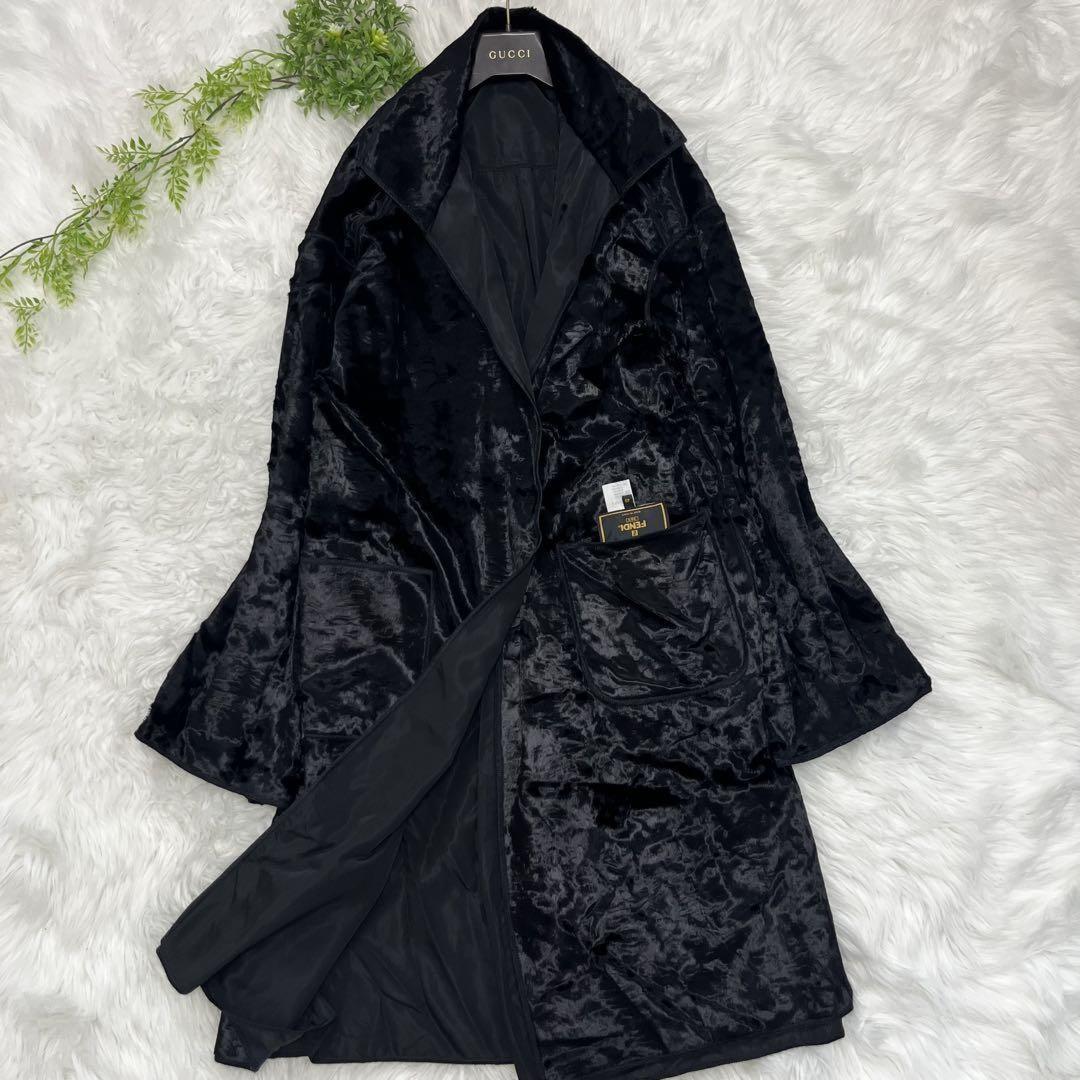 FENDI 2way Reversible Coat FF Asian fit XL 42 US size L Black Authentic