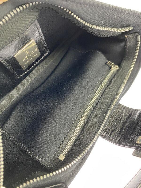 FENDI Shoulder Bag Purse Body Bag Waist Pouch FF Nylon Leather Black Authentic