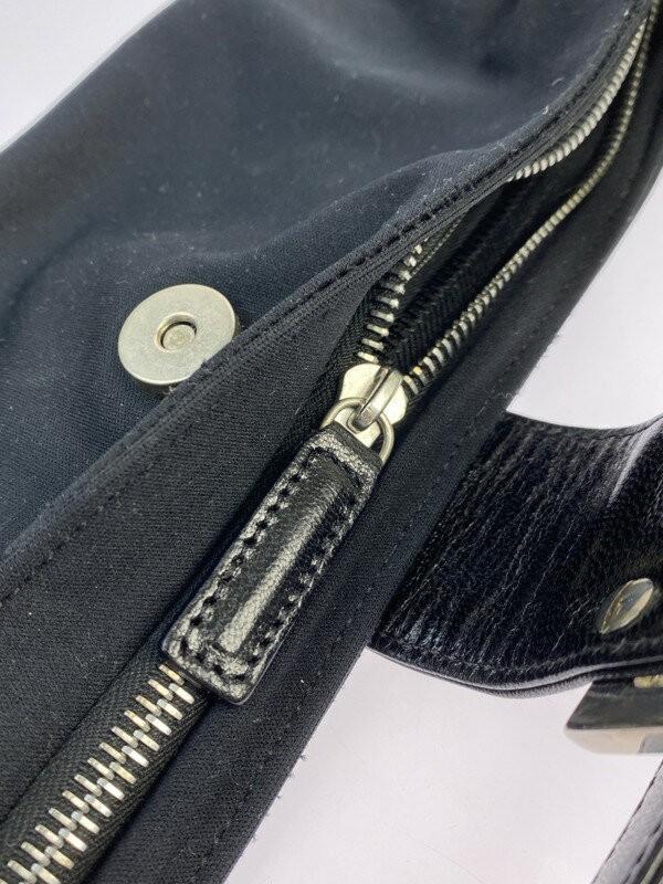 FENDI Shoulder Bag Purse Body Bag Waist Pouch FF Nylon Leather Black Authentic