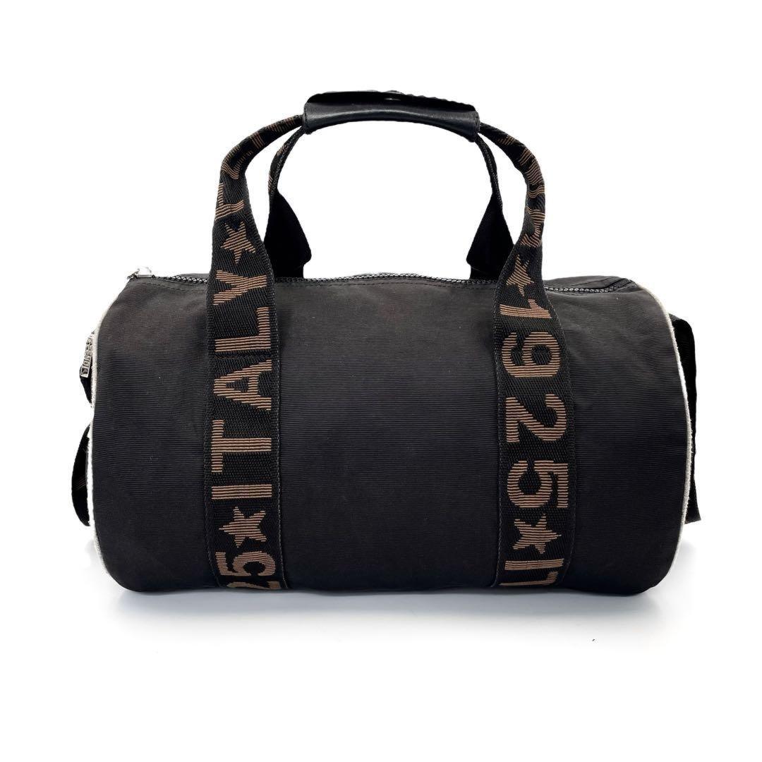 FENDI Mini Boston Bag Hand Tote Purse 2way Logo Black Brown Authentic