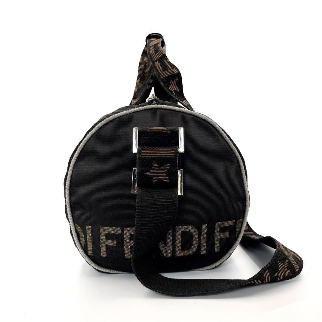 FENDI Mini Boston Bag Hand Tote Purse 2way Logo Black Brown Authentic