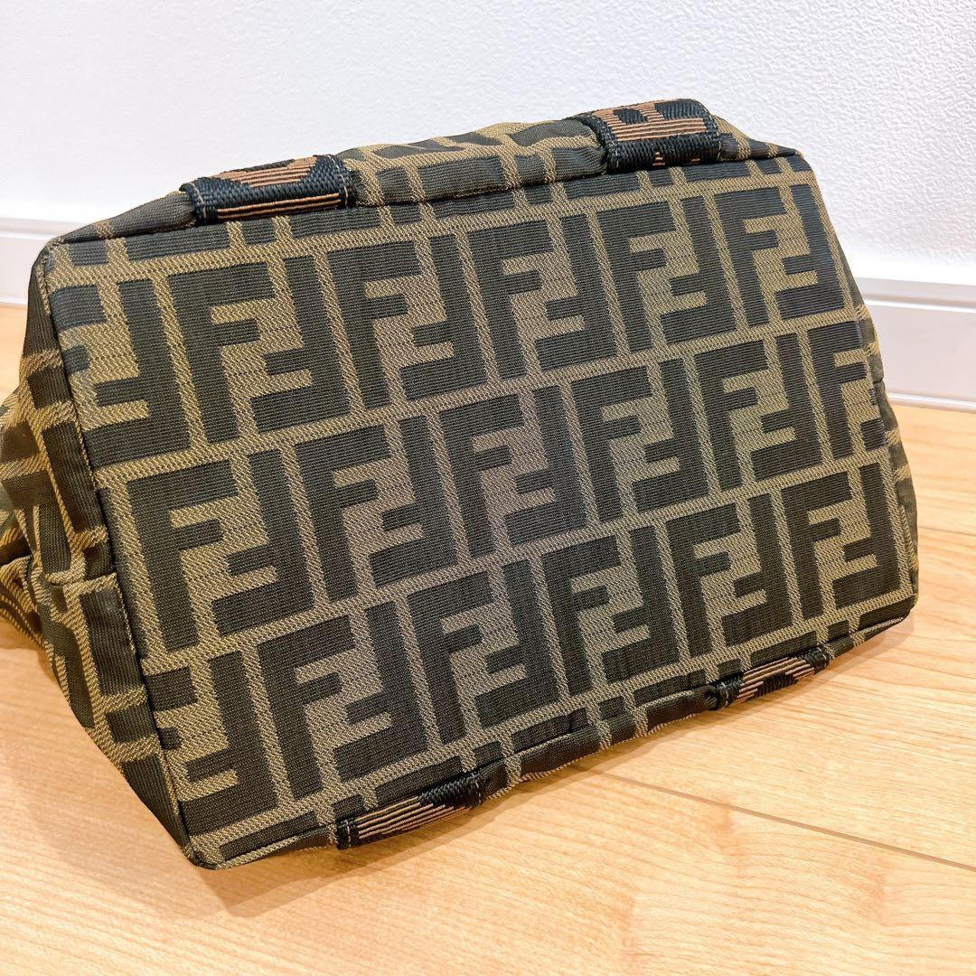 FENDI Mini Hand Bag Tote Purse Lunch bag FF Zucca Authentic