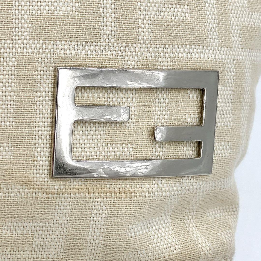 FENDI Hand Bag Tote Purse FF Zucca Canvas Beige Authentic