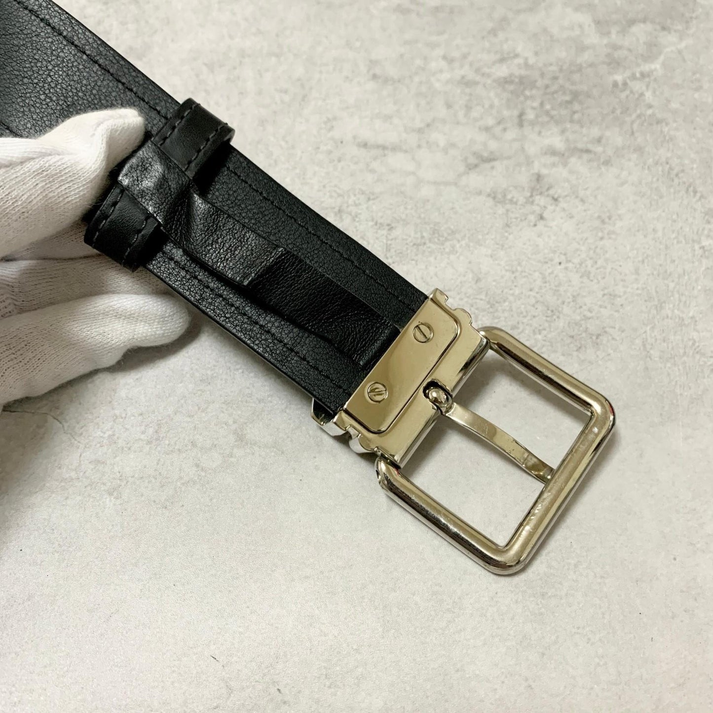 LOUIS VUITTON Damier Graphite Santur Sydney Belt M9708 Black SilverHardware PVC