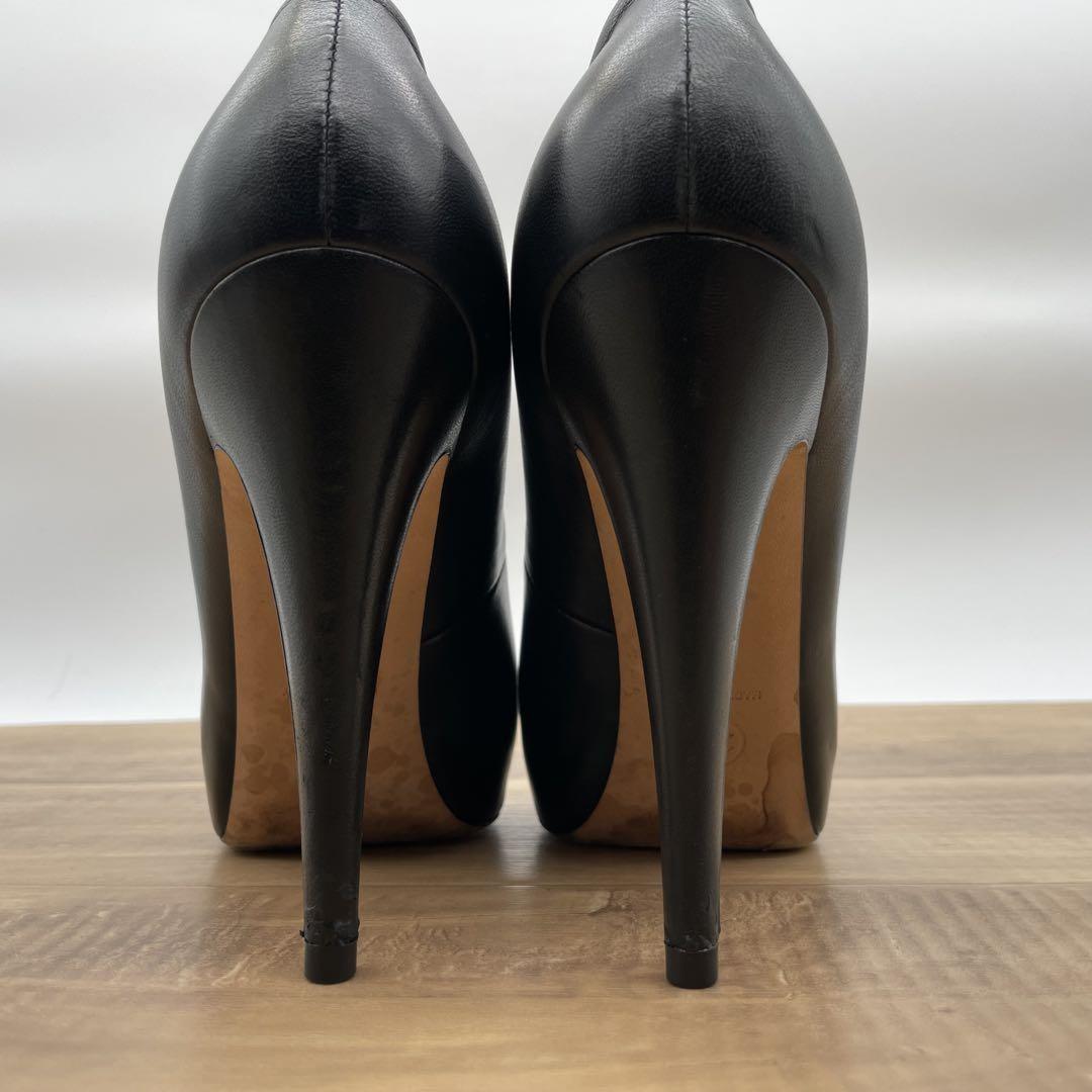 CHANEL Shoes Pumps Heel Cocomark EU 38.5 US 8.5 Leather Black Authentic