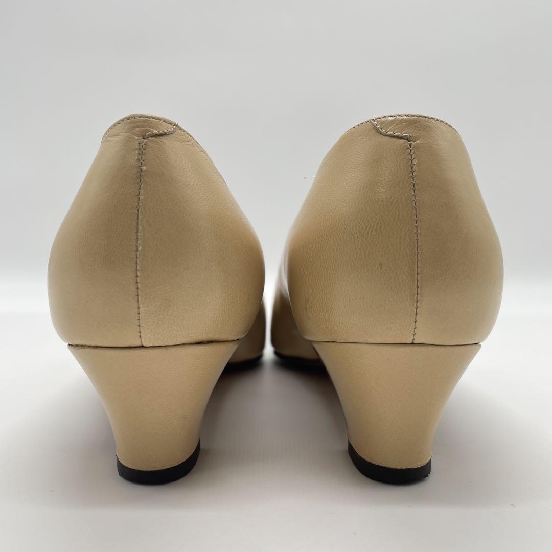 CHANEL Shoes Pumps Heel EU 37 US 7 Beige Black Authentic