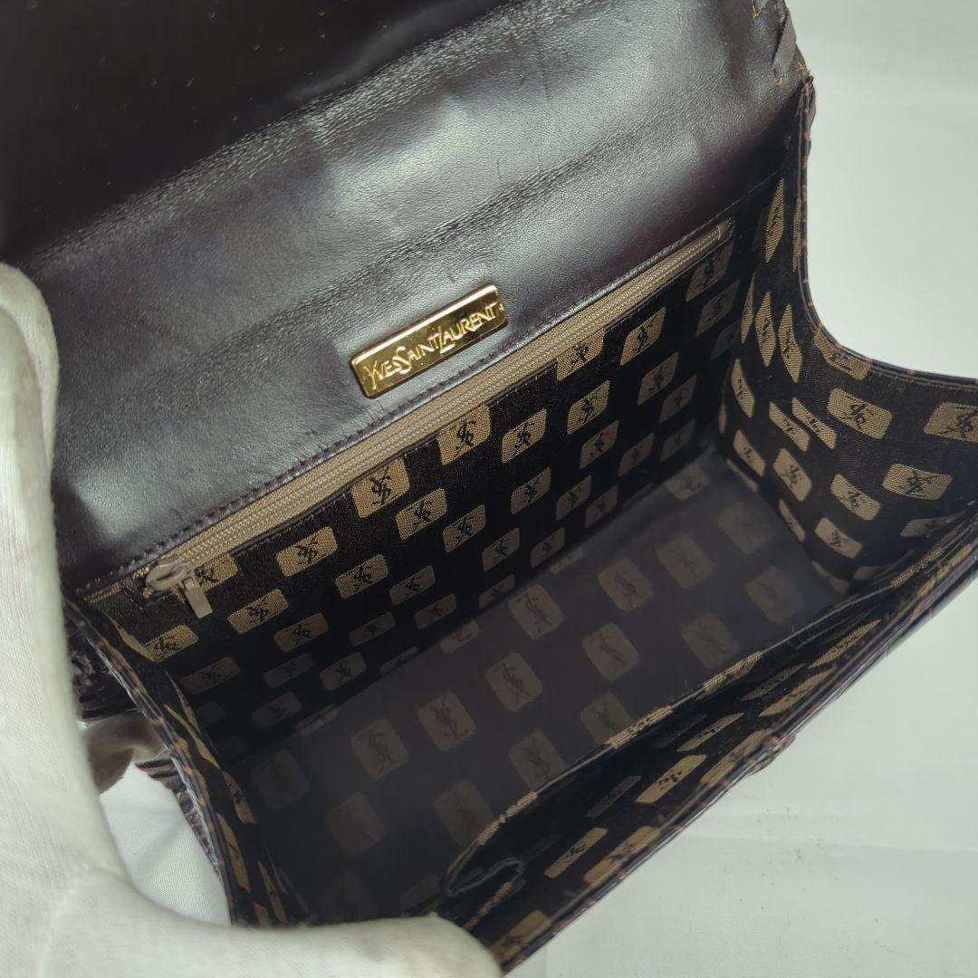 Saint Laurent Hand Bag Tote Purse Brown Authentic