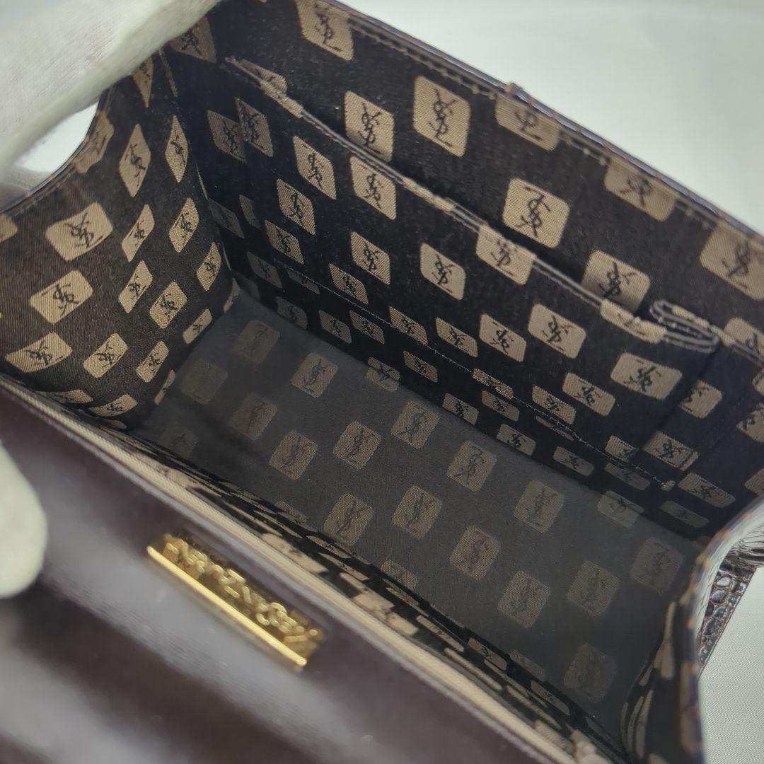 Saint Laurent Hand Bag Tote Purse Brown Authentic