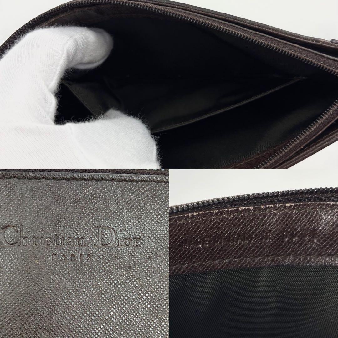 Christian Dior Shoulder Bag Purse CD PVC Leather Brown Authentic