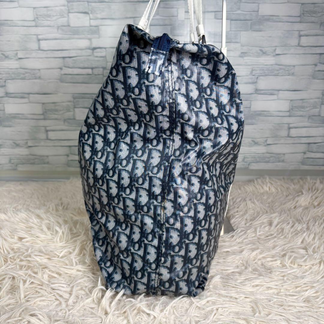 Christian Dior Hand Bag Tote Purse Trotter Nylon Navy Authentic