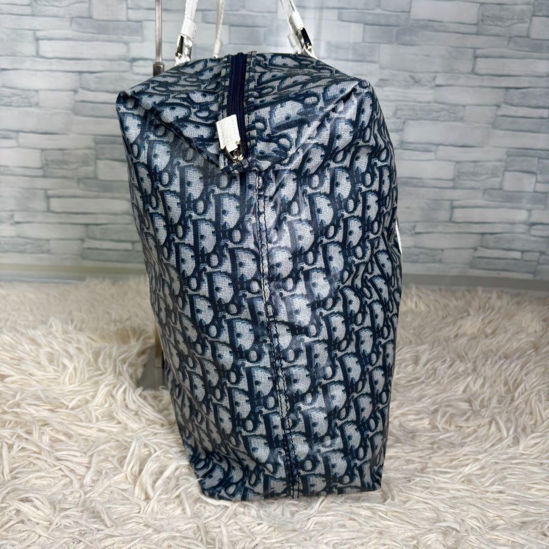 Christian Dior Hand Bag Tote Purse Trotter Nylon Navy Authentic