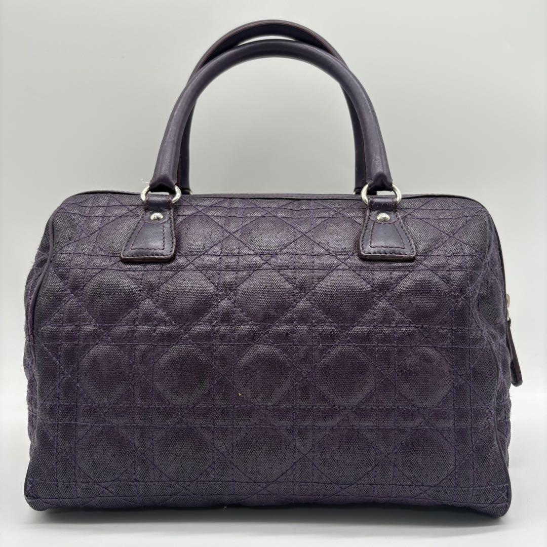 Christian Dior Hand Bag Tote Purse Mini Boston Cannage Leather Purple Authentic