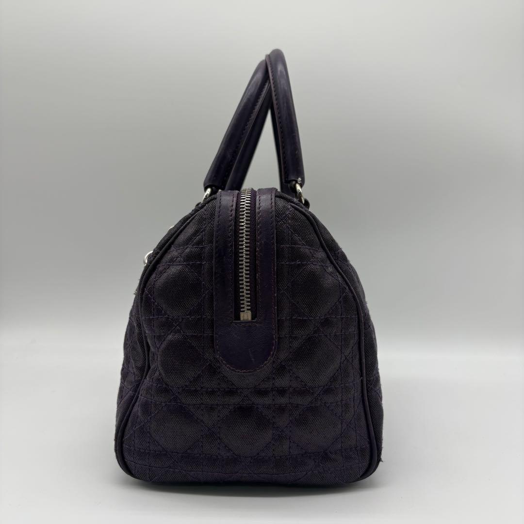 Christian Dior Hand Bag Tote Purse Mini Boston Cannage Leather Purple Authentic