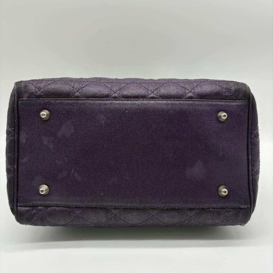 Christian Dior Hand Bag Tote Purse Mini Boston Cannage Leather Purple Authentic