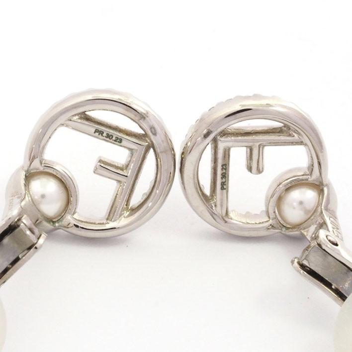 FENDI Earrings F is Rhinestone Women Accessory Authentic