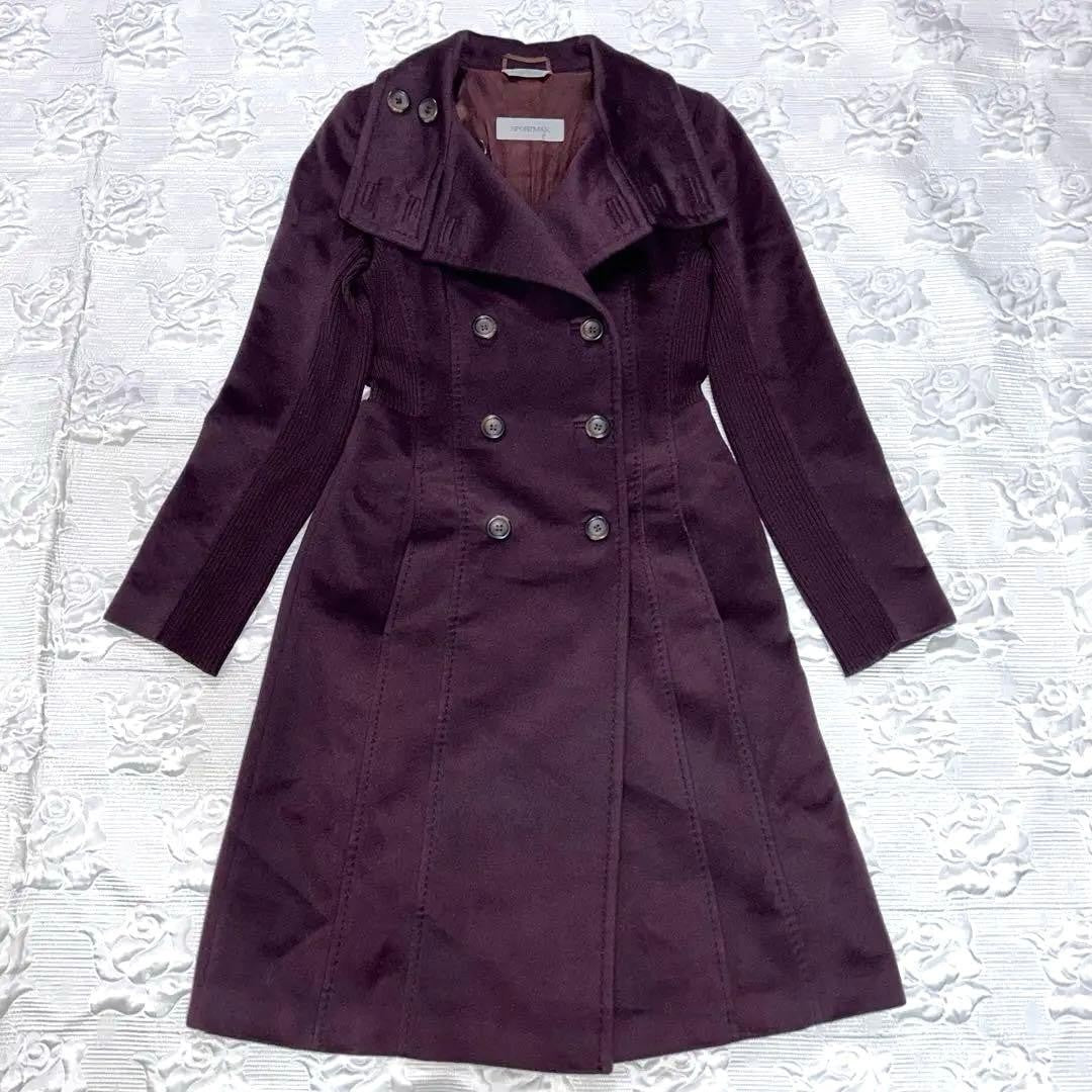 Max Mara SPORTMAX Long Coat Asian fit L 40 US size M Bordeaux Authentic
