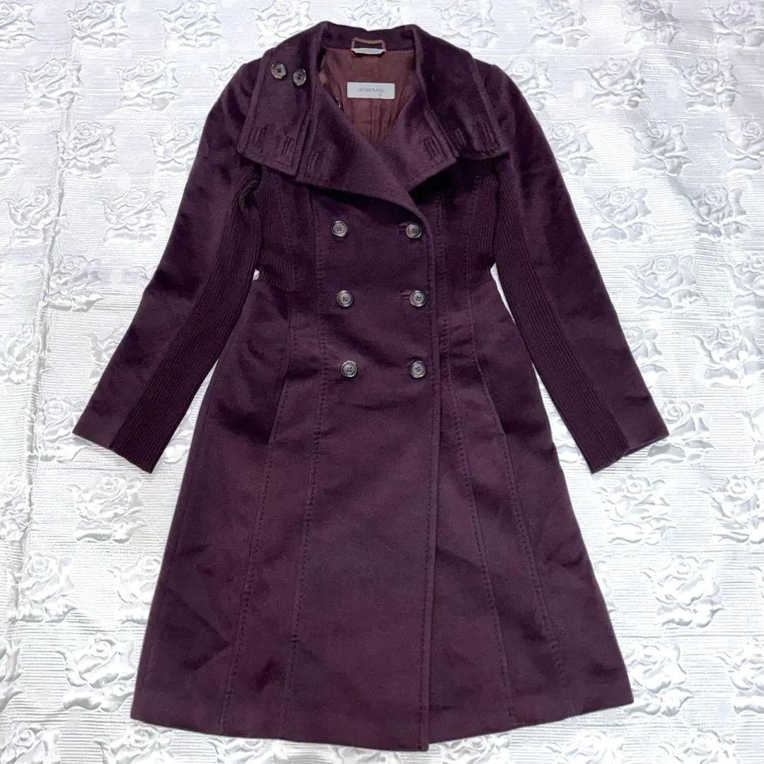 Max Mara SPORTMAX Long Coat Asian fit L 40 US size M Bordeaux Authentic