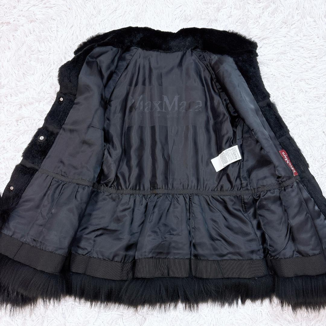 Max Mara Fur Coat Asian fit M 38 US size S Black Authentic
