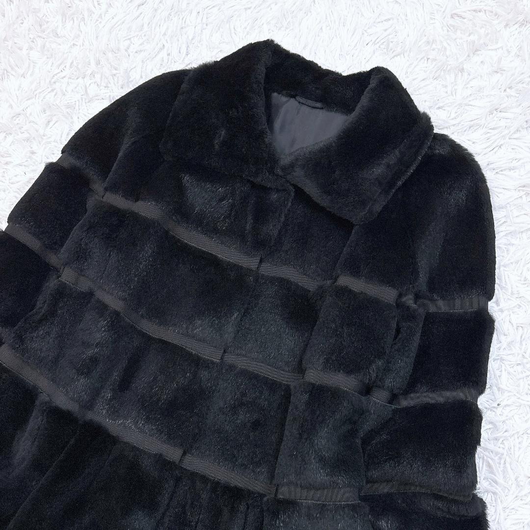 Max Mara Fur Coat Asian fit M 38 US size S Black Authentic