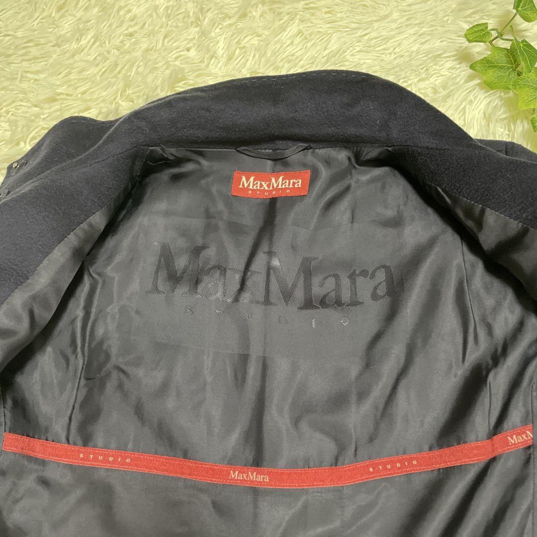 Max Mara Studio Long Coat Asian fit XL 42 US size L Navy Authentic