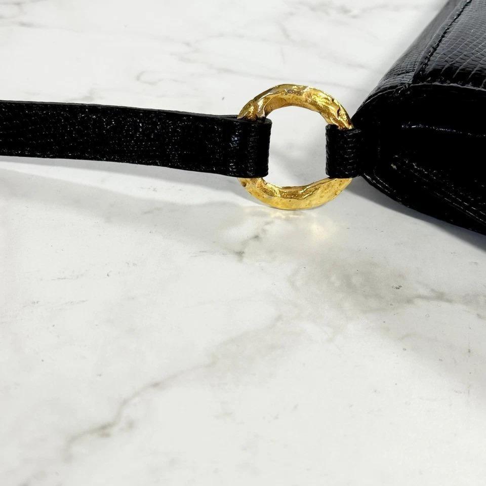 Yves Saint Laurent Shoulder Bag YSL Cassandra Leather Black Gold Purse Authentic