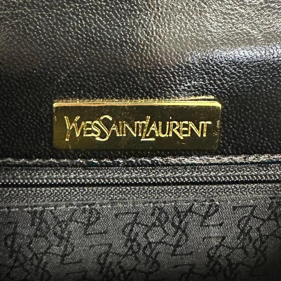 Yves Saint Laurent Shoulder Bag YSL Cassandra Leather Black Gold Purse Authentic