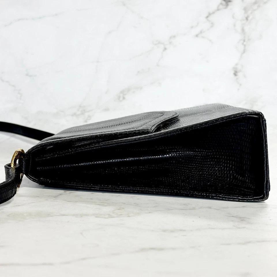 Yves Saint Laurent Shoulder Bag YSL Cassandra Leather Black Gold Purse Authentic