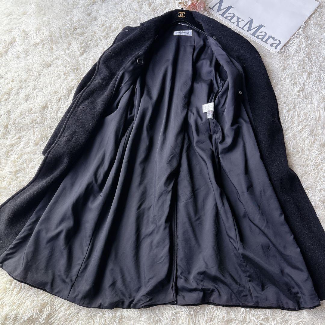 Max Mara SPORT MAX Long Coat Asian fit XL 42 US size L Black Authentic
