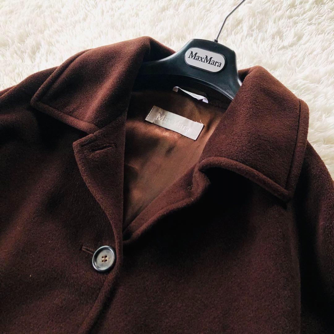 Max Mara Wool Coat Asian fit XL 42 US size L Brown Authentic