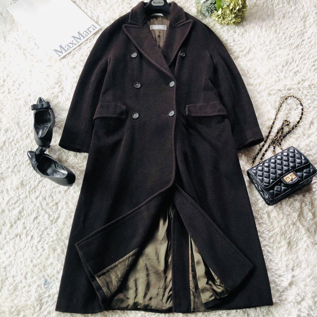 Max Mara Wool Long Coat Asian fit M 38 US size S Dark Brown Authentic