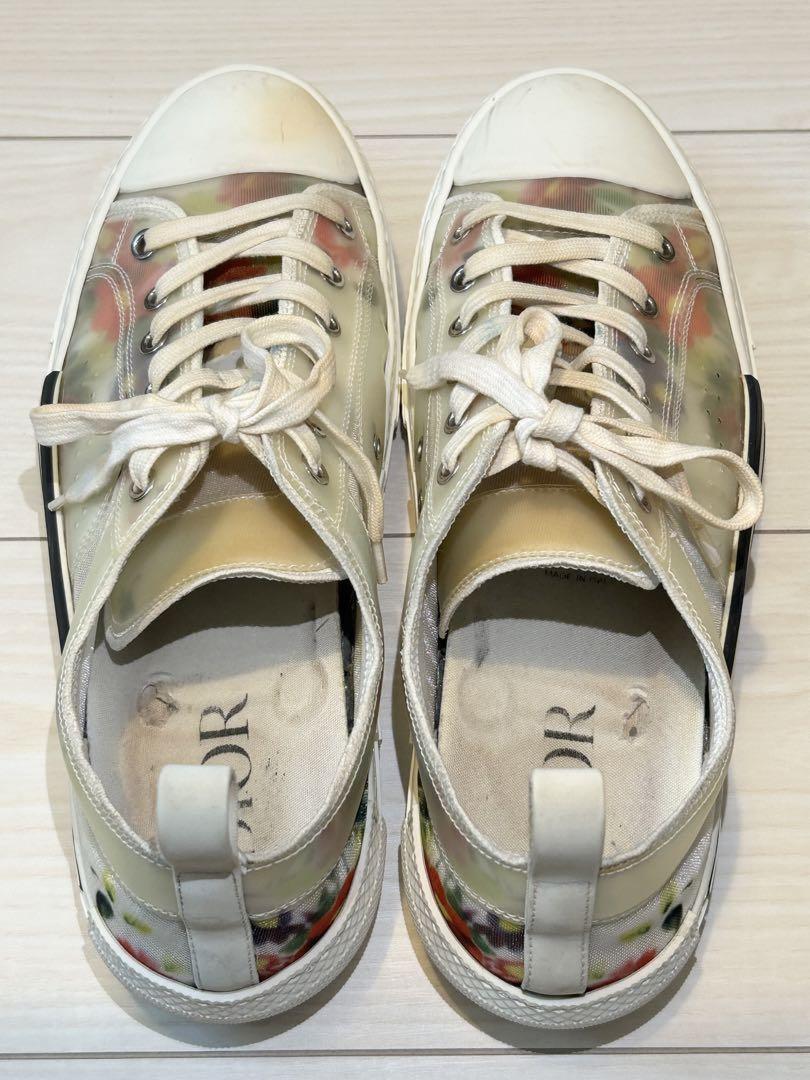 Dior Homme Sneakers Shoes Low-Cut Flowers EU 42 US 9 White Authentic