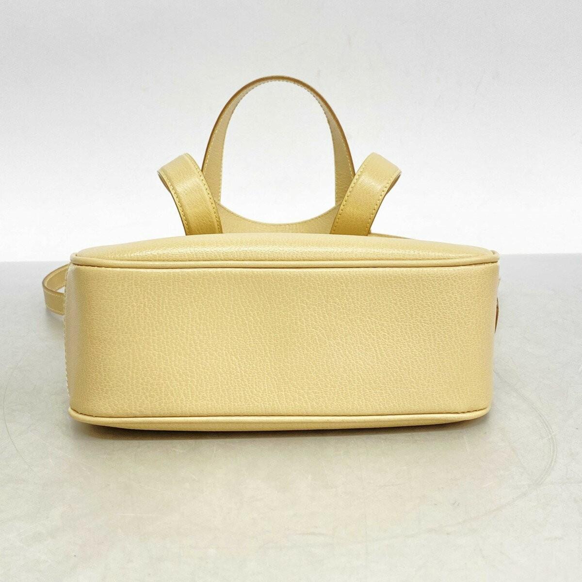 Salvatore Ferragamo Hand Shoulder Bag Tote Purse 2way Gancini Leather Beige Auth