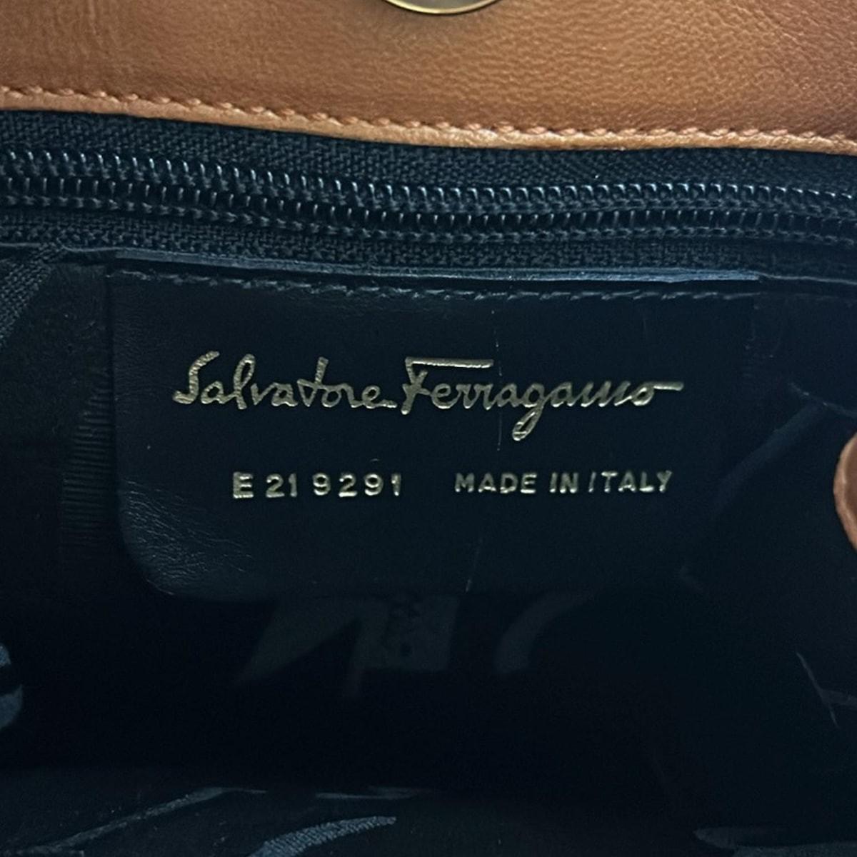 Salvatore Ferragamo Hand Bag Tote Purse Orange Dark Yellow Authentic